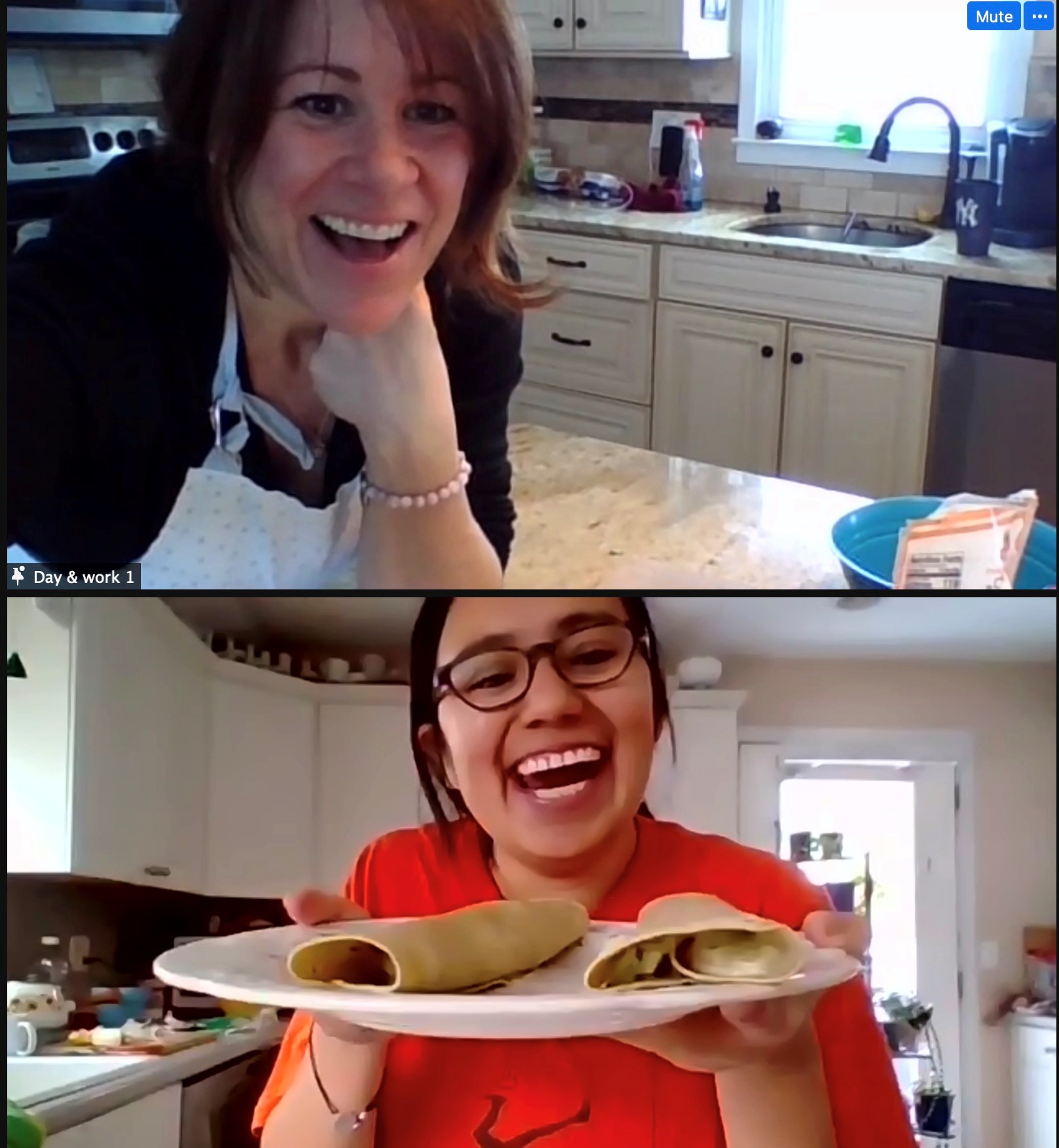 screen shot of a virtual cooking class